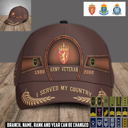 Personalized Name, Year & Rank  Norway Soldier/Veterans Baseball Cap - 1759795207