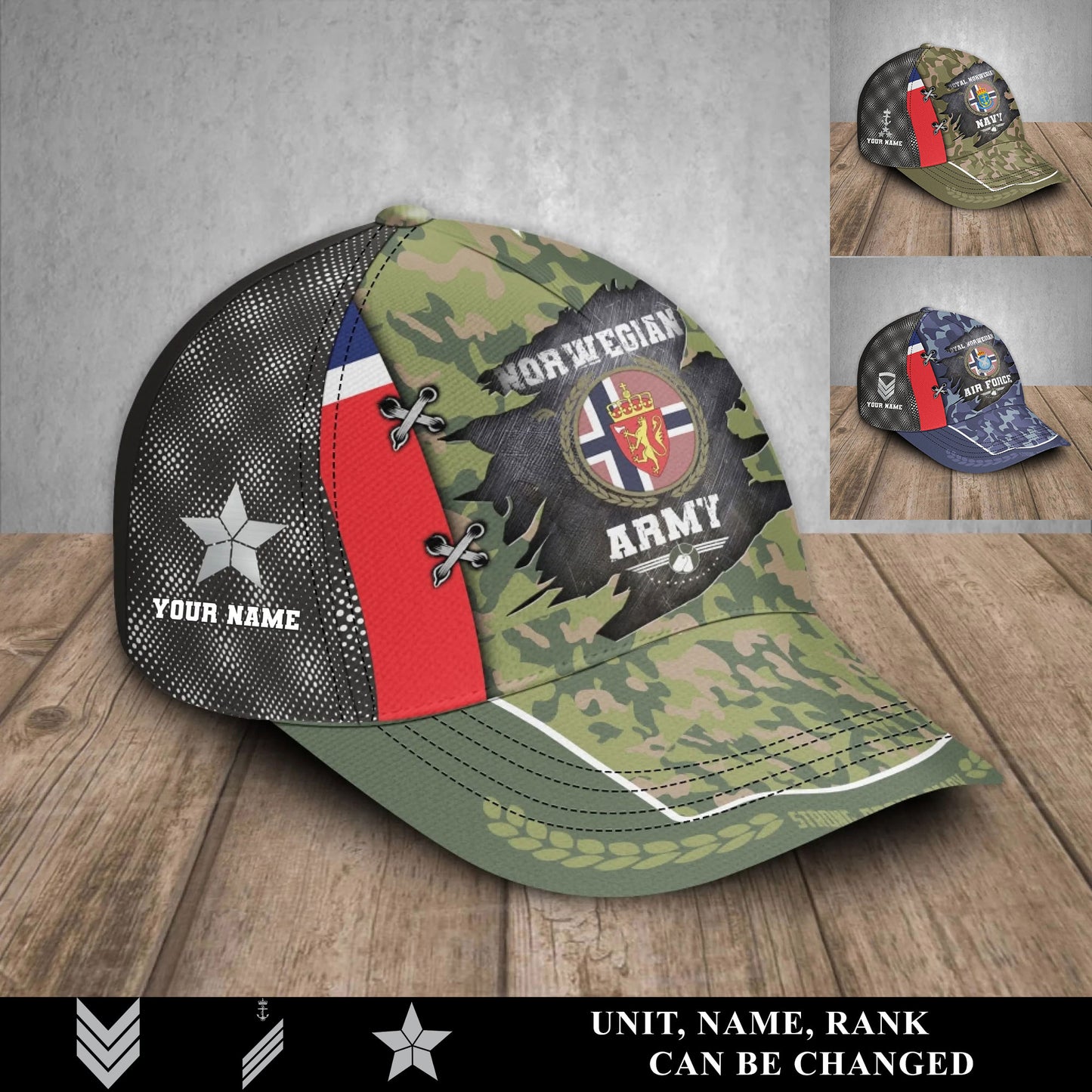 Personalized Name & Rank Norway Soldier/Veterans Baseball Cap - 1760054407