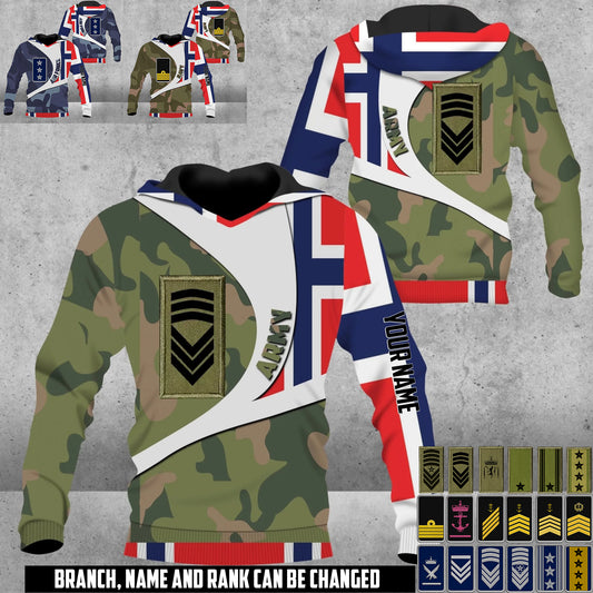 Personalized Norway Soldier/Veteran Camo with Name & Rank Hoodie All Over Printed - 17675712