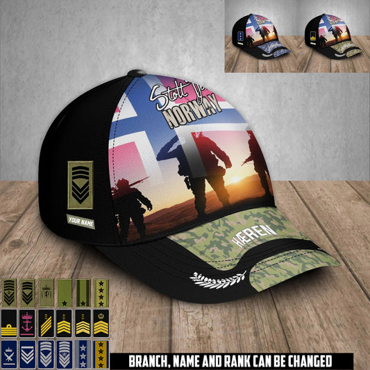 Personalized Rank And Name Norway Soldier/Veterans Baseball Cap - 17680032