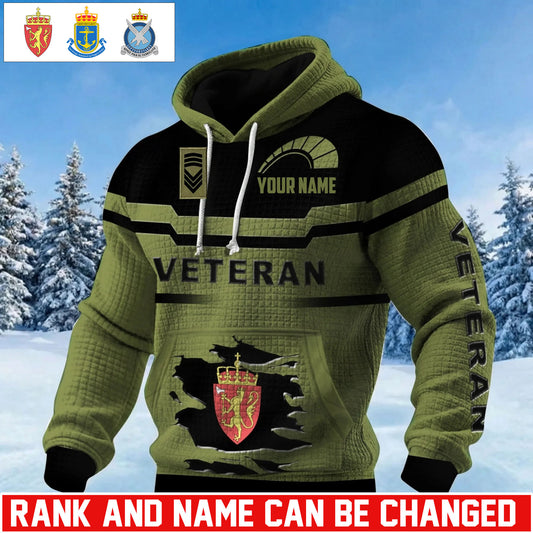 Personalized Norway Soldier/ Veteran With Rank And Name 3D Waffle Hoodie - 17695584