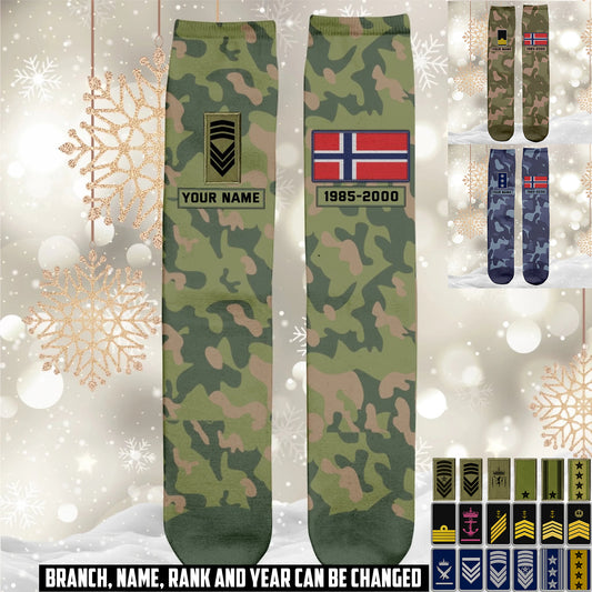 Personalized Norway Soldier/ Veteran With Name And Rank Socks - 17591904