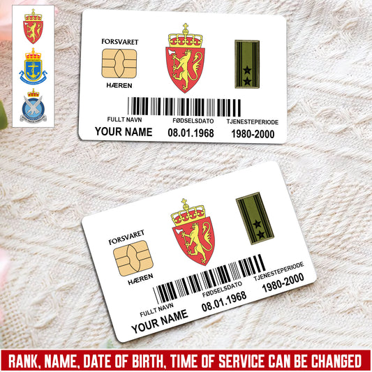 Personalized Norway Soldier/ Veteran With Rank, Name And Year Aluminum Wallet Card - 1750723201