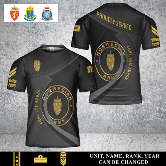Personalized Norway Soldier/Veteran Camo with Name, Year and Rank T-Shirt All Over Printed - 17453664