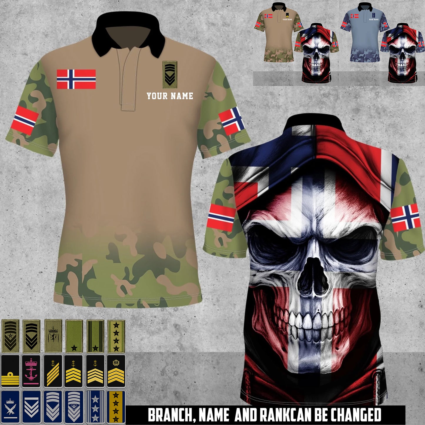 Personalized Norway Soldier/Veteran Camo with Name and Rank Polo All Over Printed - 17660160