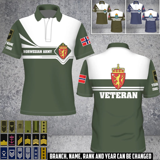 Personalized Norway Soldier/Veteran Camo with Rank, Name And Year POLO All Over Printed - 17462304