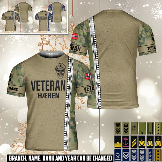 Personalized Norway Soldier/Veteran Camo with Name and Rank T-Shirt All Over Printed - 17526240