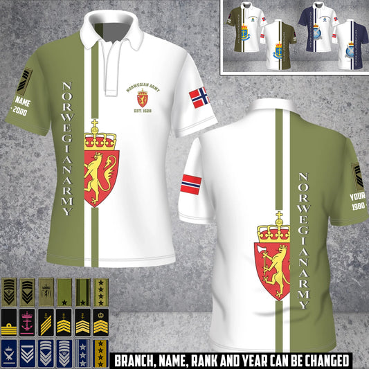 Personalized Norway Soldier/Veteran Camo with Rank, Name And Year POLO All Over Printed - 17466624