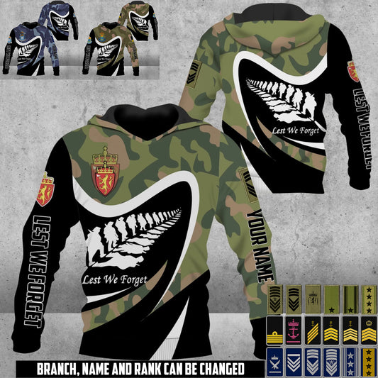 Personalized Norway Soldier/Veteran Camo with Name & Rank Hoodie All Over Printed - 17673984