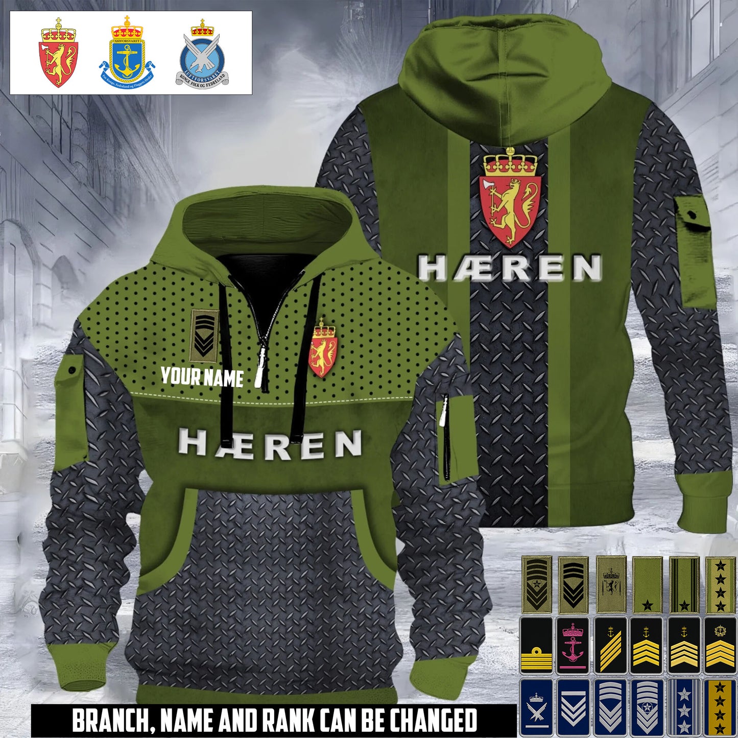 Personalized Norway Soldier/ Veteran With Rank And Name 3D Half-zip Hoodie - 17693856