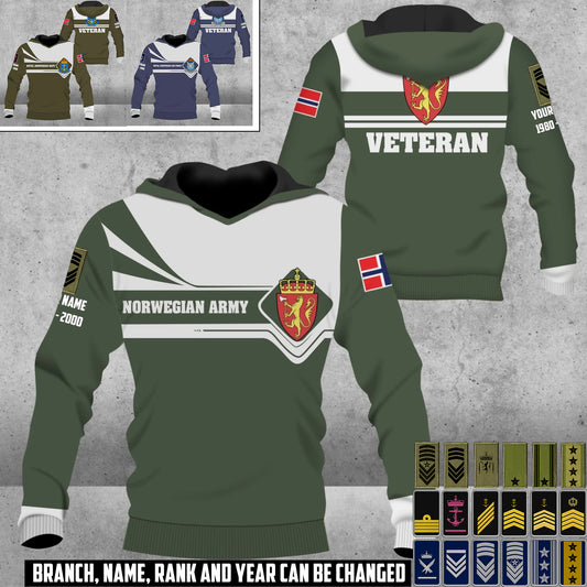 Personalized Norway Soldier/Veteran with Rank, Year And Name Hoodie All Over Printed - 17462304