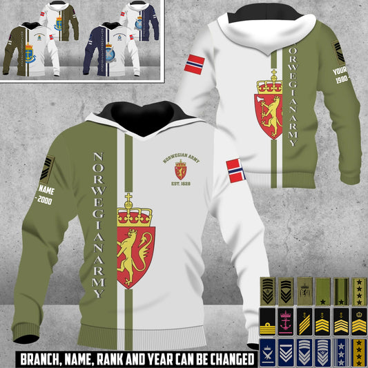 Personalized Norway Soldier/Veteran with Rank, Year And Name Hoodie All Over Printed - 17466624
