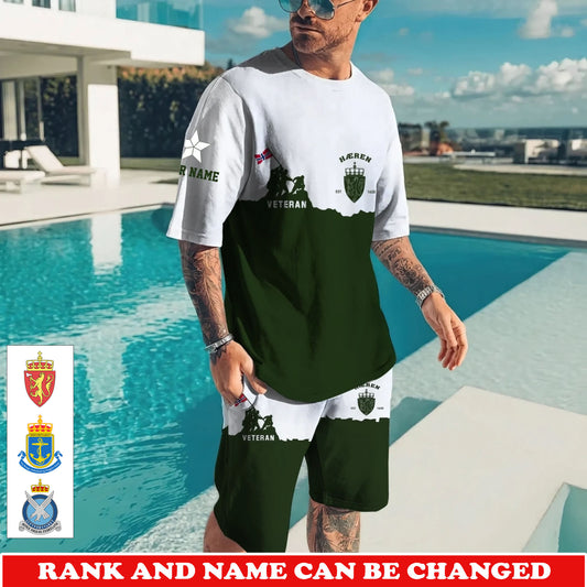 Personalized Norway Soldier/Veteran with Rank and Name Combo T-Shirt Broad Short All Over Printed - 17746560