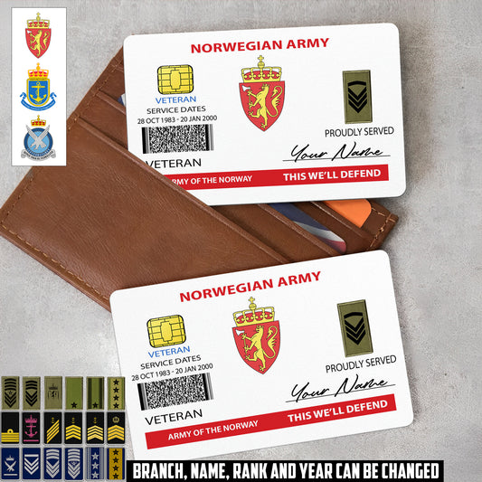 Personalized Norway Soldier/ Veteran With Rank, Name And Year Aluminum Wallet Card - 17472672