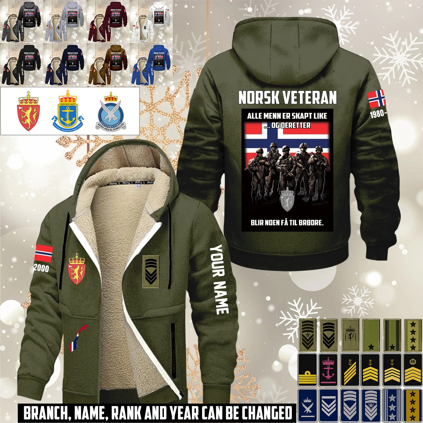 Personalized Norway Soldier/ Veteran With Name, Year And Rank Hoodie Zip Velvet Coat - 17636832