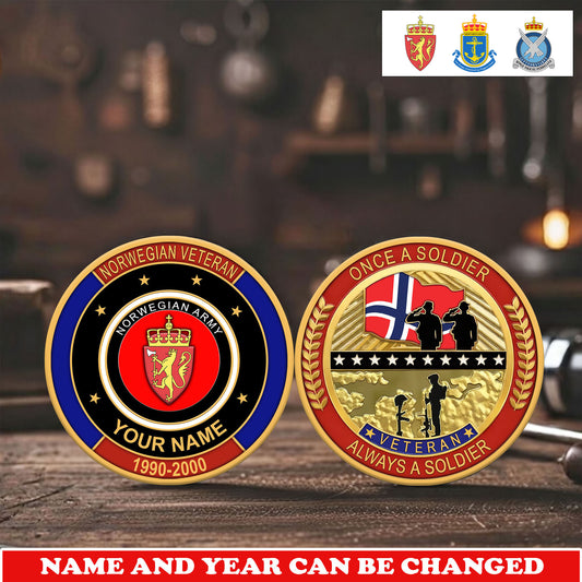 Personalized Norway Veteran/ Soldier With Name And Year Challenge Coin - 17742240