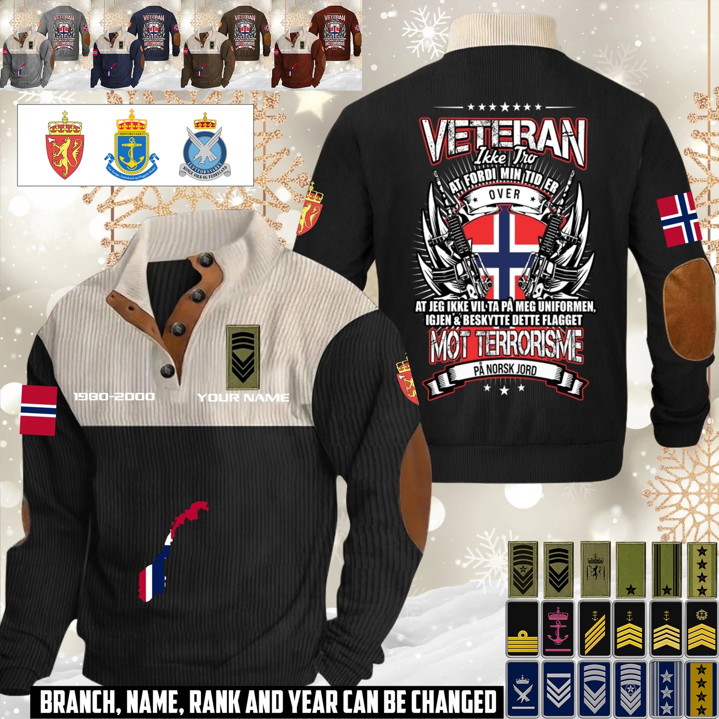 Personalized Norway Soldier/ Veteran With Name, Year And Rank Sports Sweatshirt - 17644608