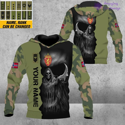 Personalized Norway Soldier/ Veteran Camo With Name And Rank Hoodie 3D Printed - 2601240001