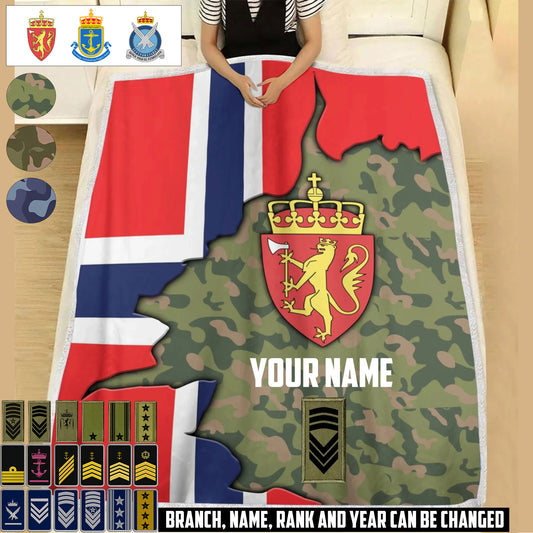 Personalized Norway Soldier/ Veteran With Rank And  Name Fleece Blanket 3D Printed - 17607456