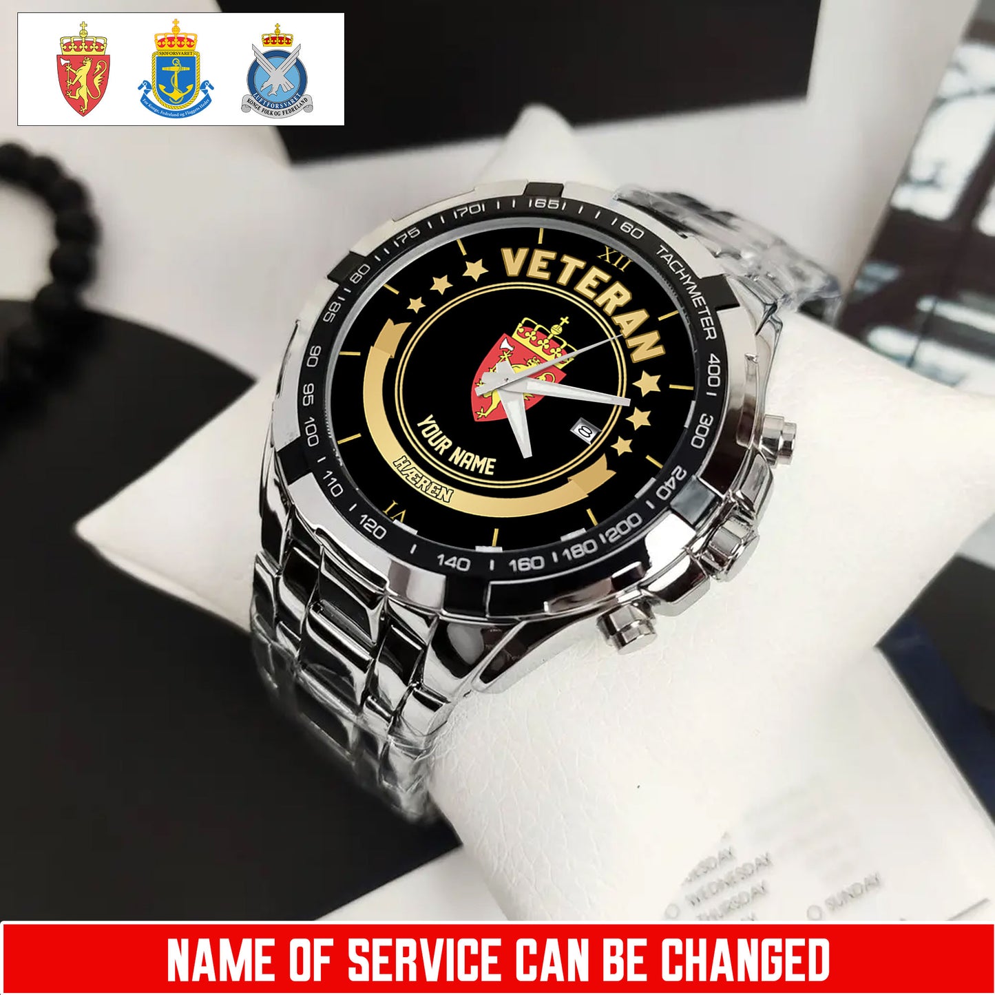 Personalized Name Norway Soldier/Veterans Men Quartz Wristwatch - 17683488
