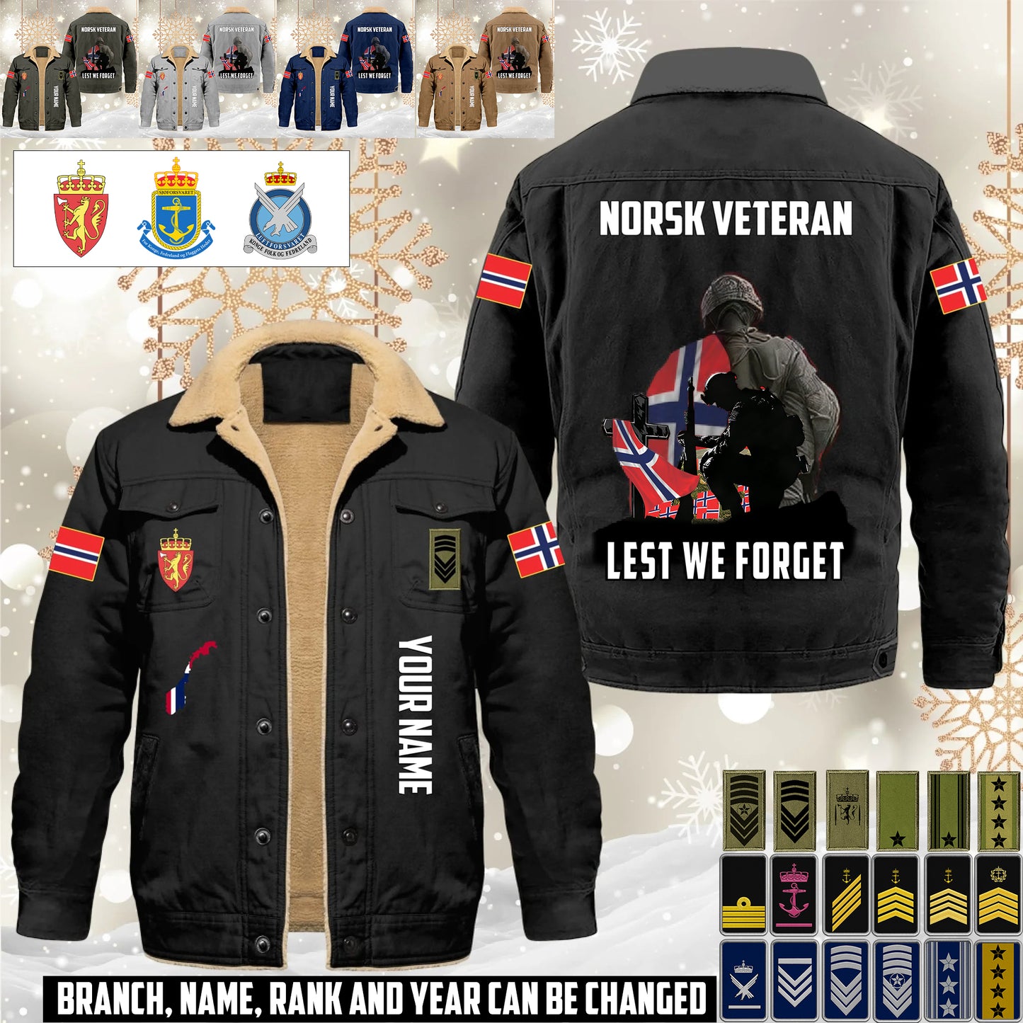 Personalized Norway Soldier/ Veteran With Name And Rank Cargo Fleece Jacket - 17635968