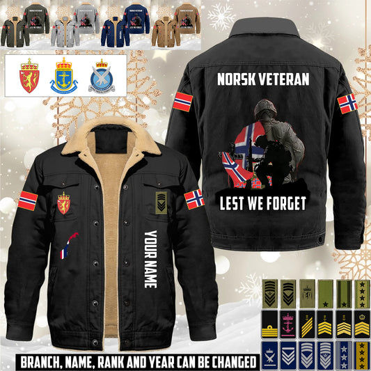 Personalized Norway Soldier/ Veteran With Name And Rank Cargo Fleece Jacket - 17635968