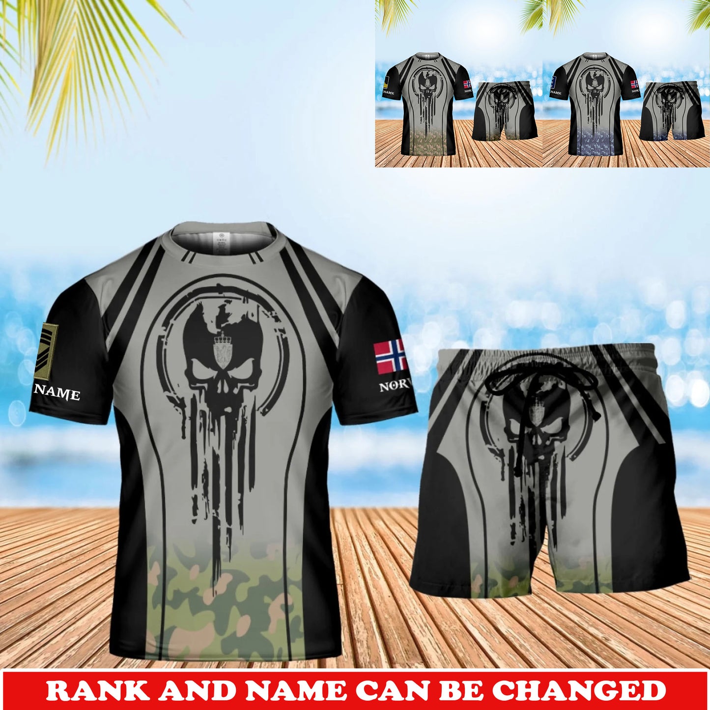 Personalized Norway Veteran/ Soldier With Rank and Name Combo T-Shirt + Short All Over Print - 17741376