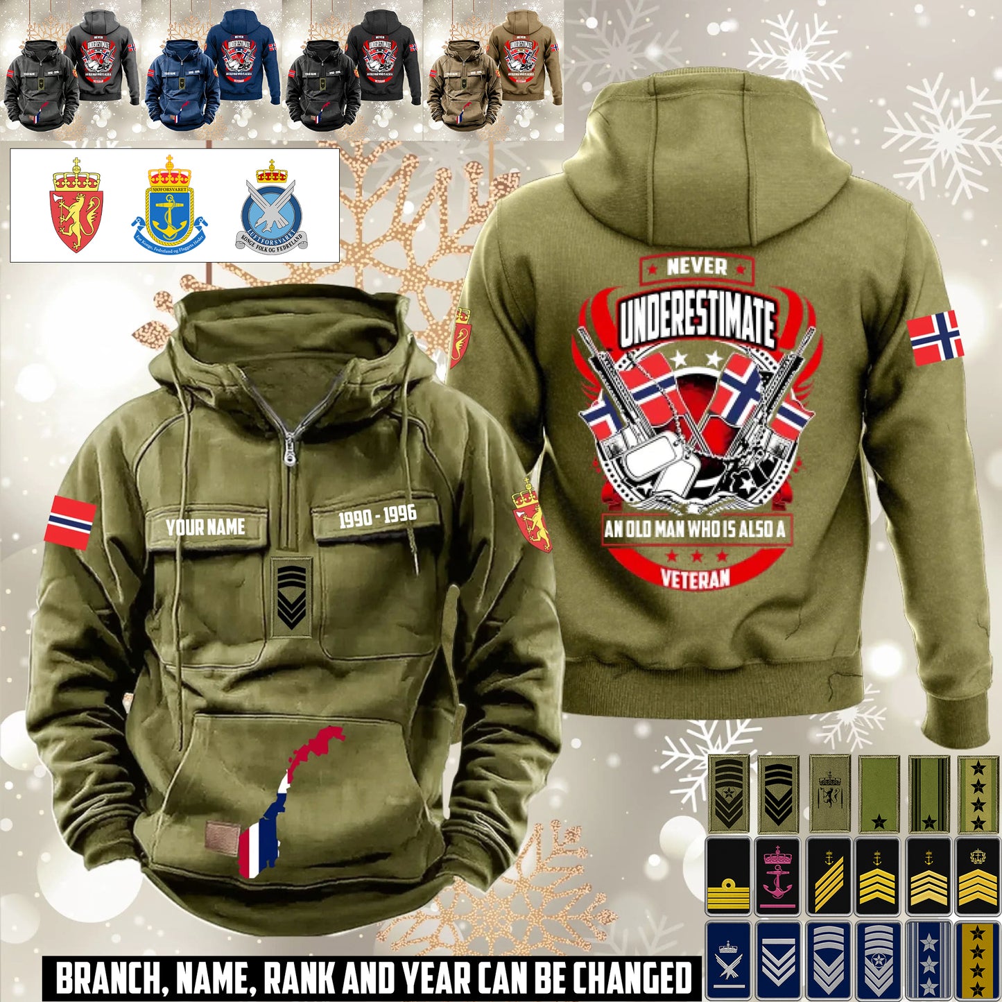 Personalized Norway Soldier/Veteran Vintage Hoodie All Over Printed - 1760400003