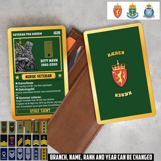 Personalized Norway Soldier/ Veteran With Rank, Name And Year Aluminum Wallet Card - 17508096