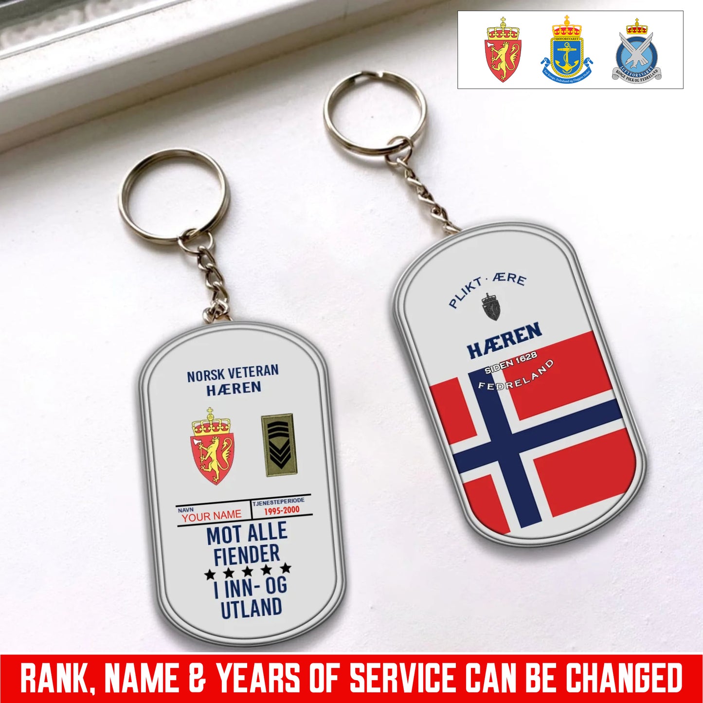 Personalized Rank And Name And Year Norway Soldier/Veterans Acrylic Keychain - 17681760