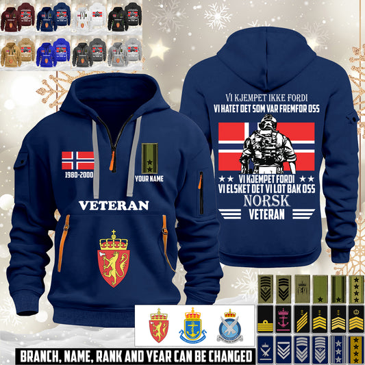 Personalized Norway Soldier/ Veteran With Name, Year And Rank Zip Hoodie Multicolor - 17643744