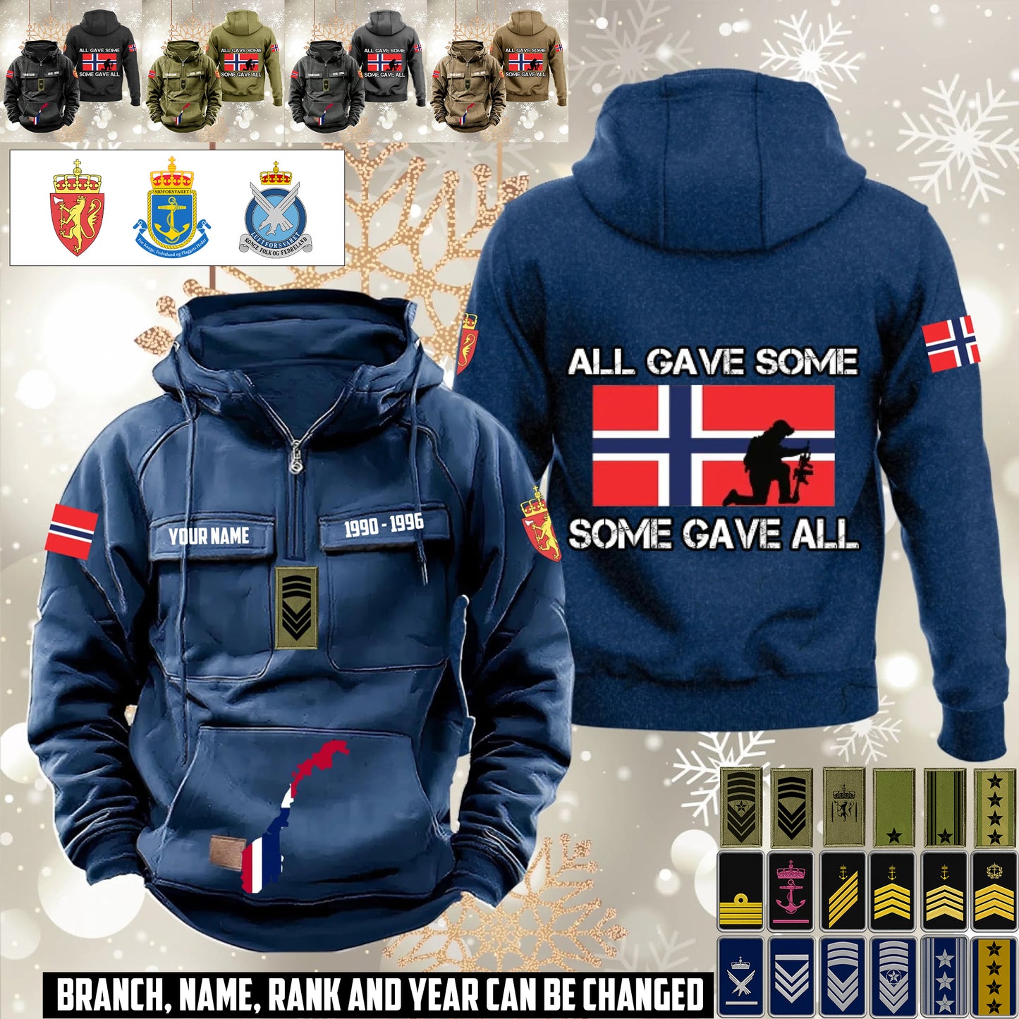 Personalized Norway Soldier/Veteran Vintage Hoodie All Over Printed - 1760400001