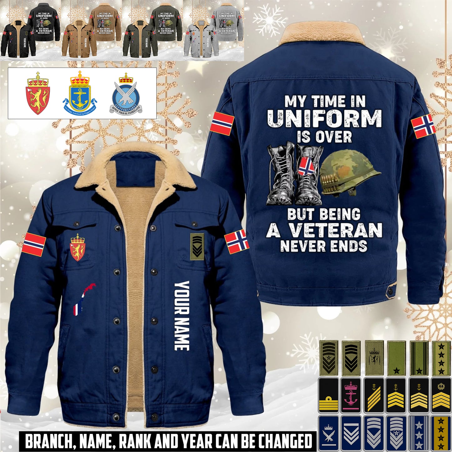 Personalized Norway Soldier/ Veteran With Name And Rank Cargo Fleece Jacket - 17645472