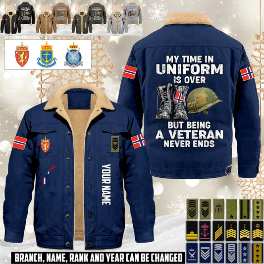Personalized Norway Soldier/ Veteran With Name And Rank Cargo Fleece Jacket - 17645472