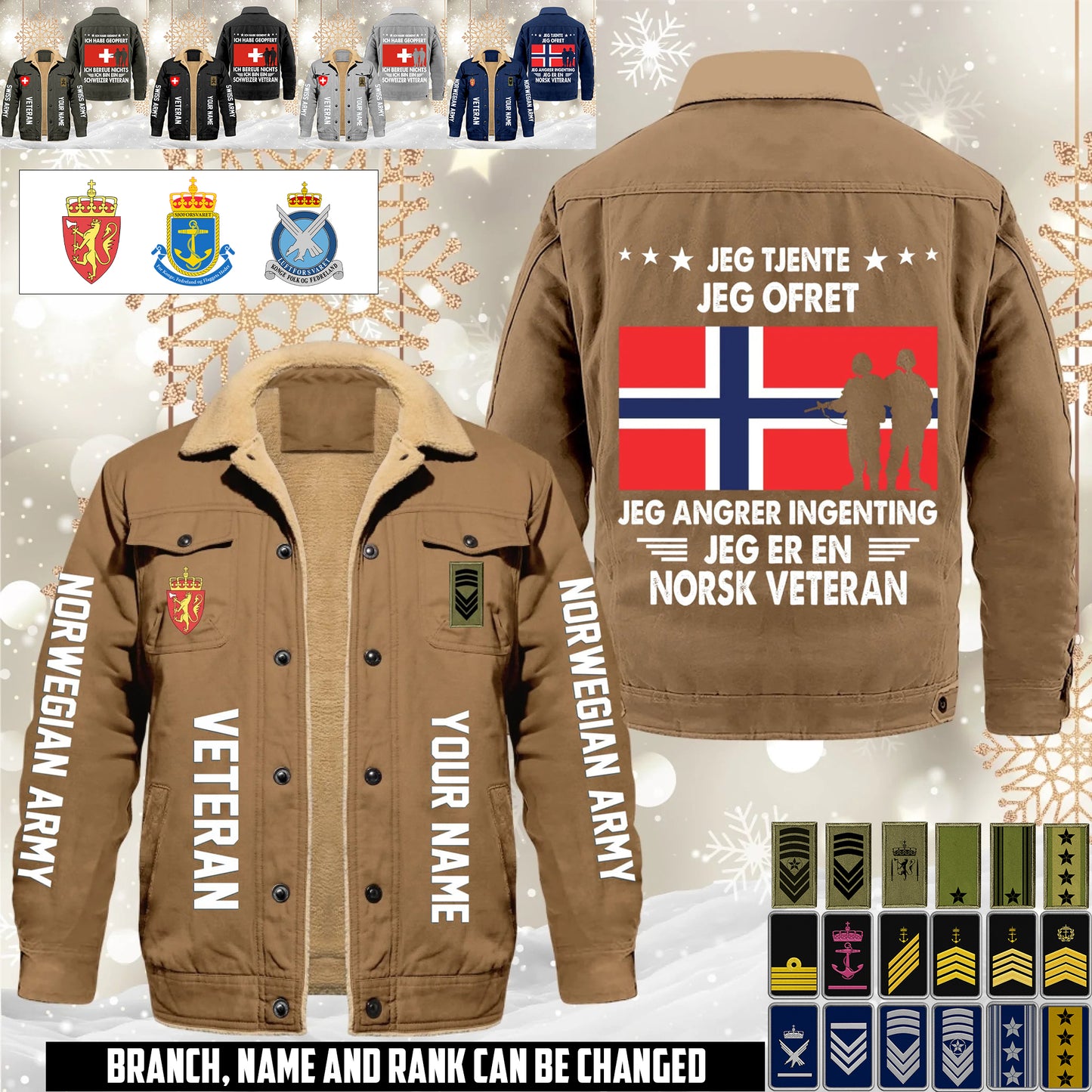 Personalized Norway Soldier/ Veteran With Name And Rank Cargo Fleece Jacket - 1765843200