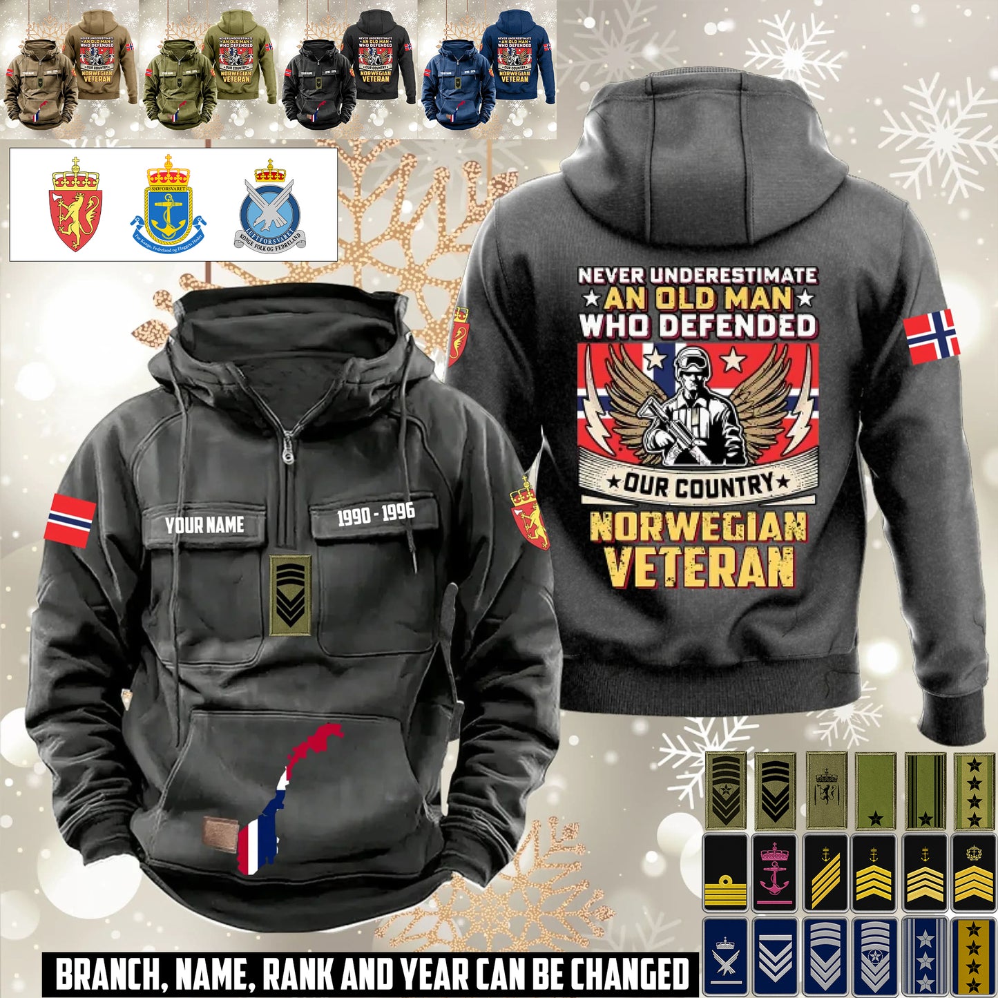 Personalized Norway Soldier/Veteran Vintage Hoodie All Over Printed - 1760400002