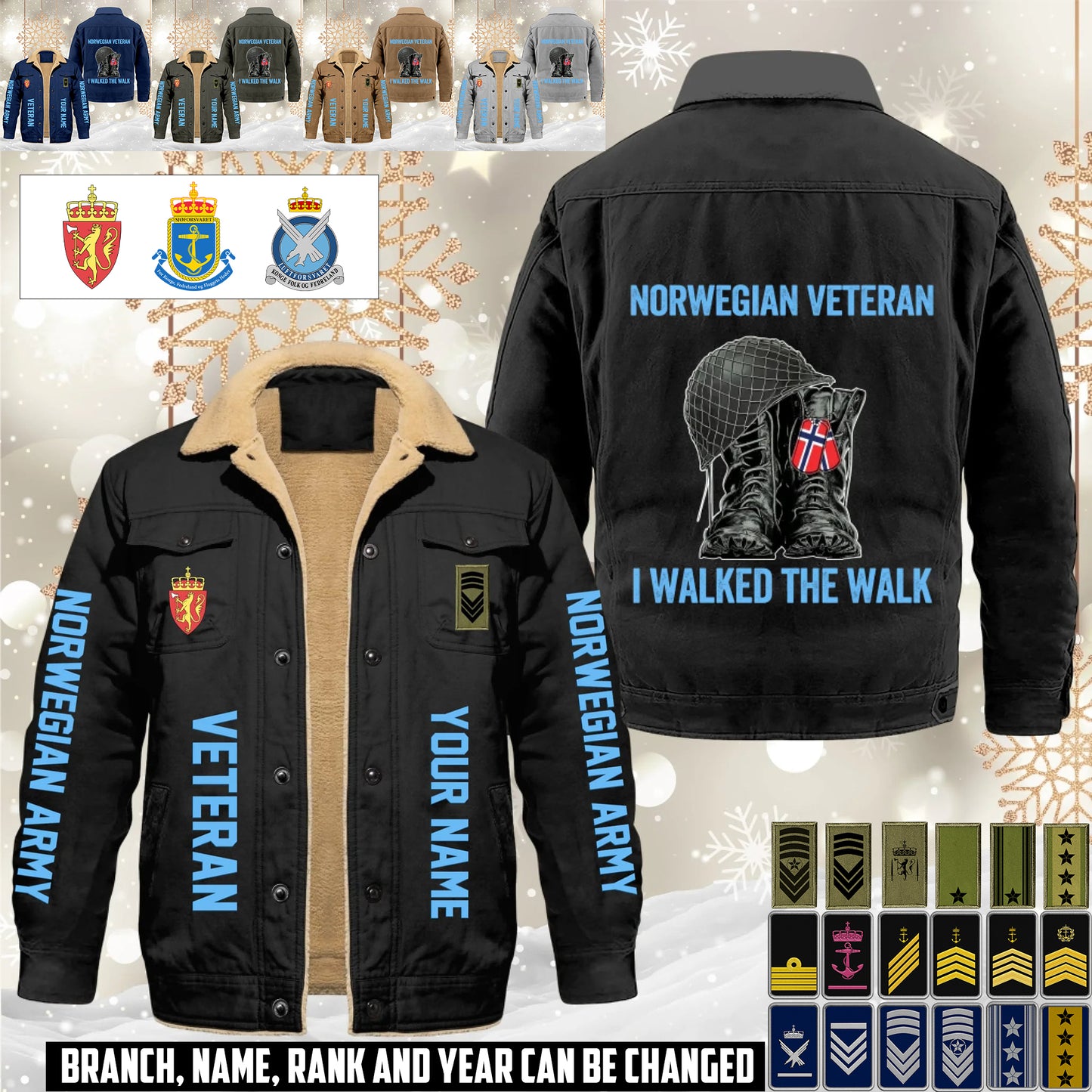 Personalized Norway Soldier/ Veteran With Name And Rank Cargo Fleece Jacket - 17593632