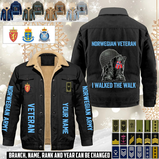 Personalized Norway Soldier/ Veteran With Name And Rank Cargo Fleece Jacket - 17593632