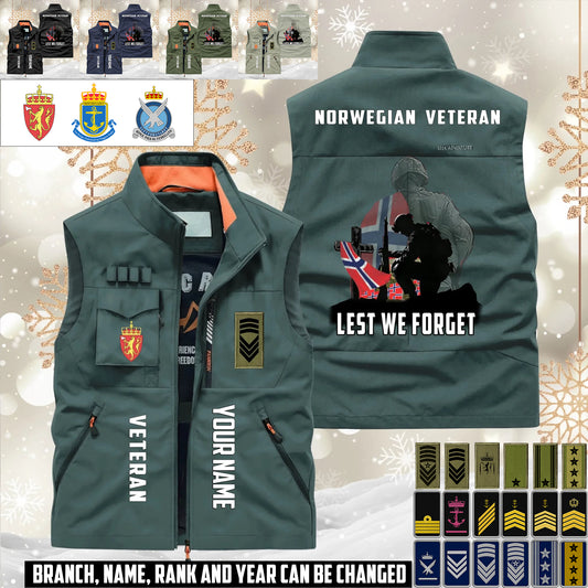 Personalized Norway Soldier/ Veteran With Name & Rank Sleeveless Jacket Multicolor - 17632512