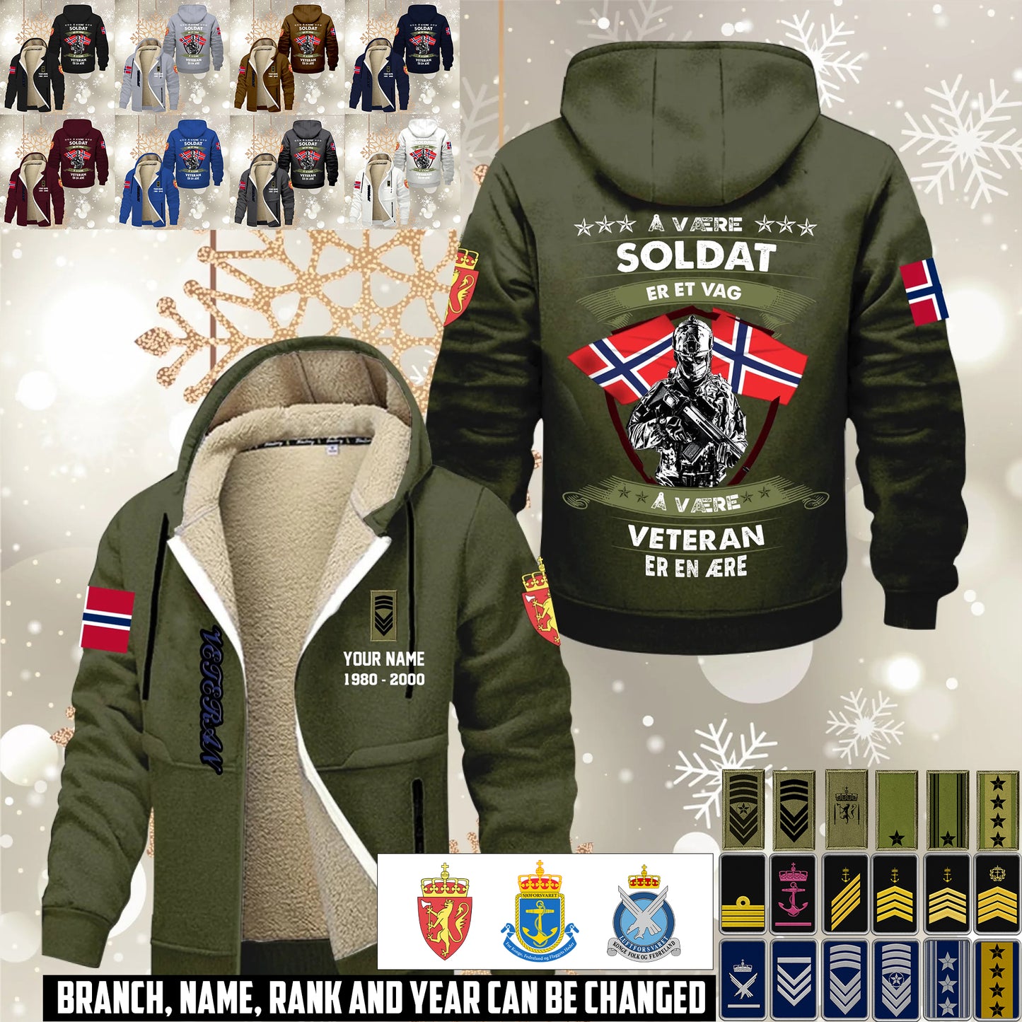 Personalized Norway Soldier/ Veteran With Name, Year And Rank Hoodie Zip Velvet Coat - 17564256