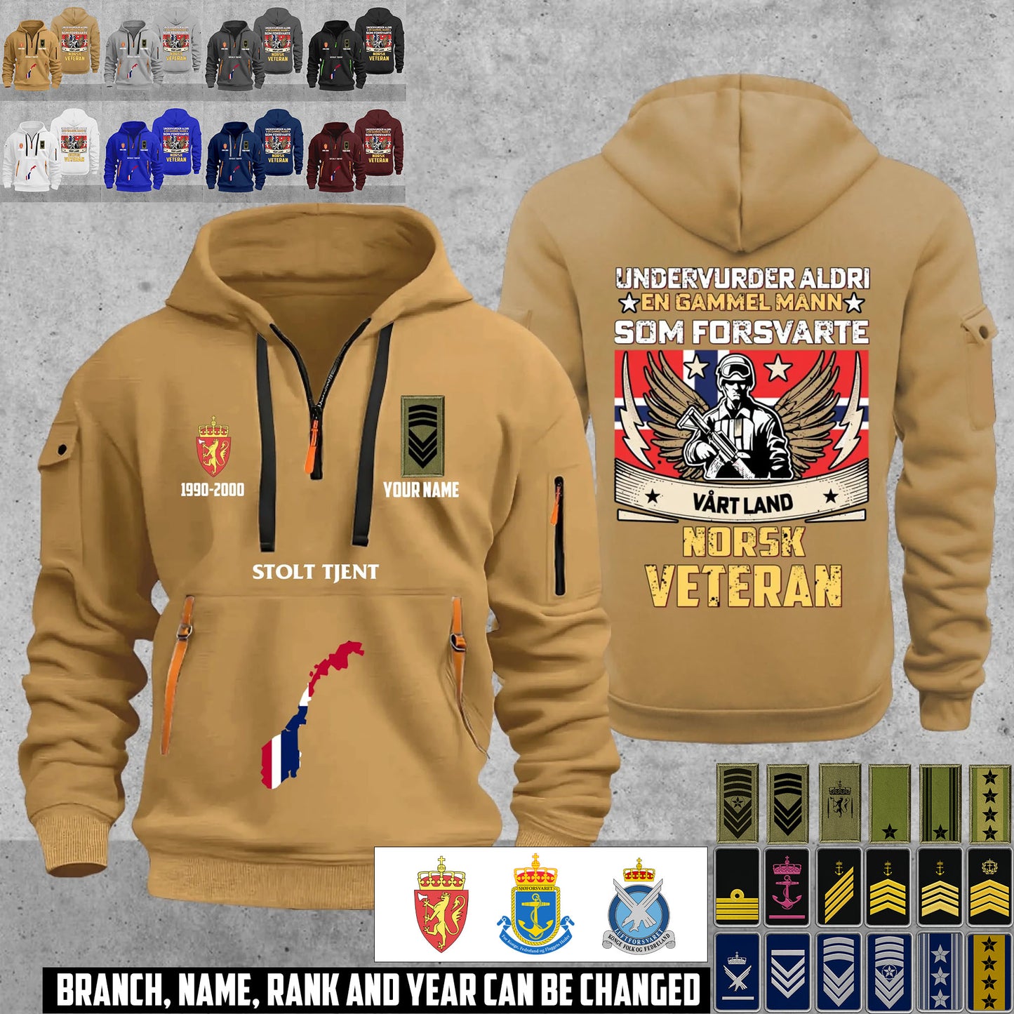 Personalized Norway Soldier/ Veteran With Name, Year And Rank Zip Hoodie Multicolor - 17667072