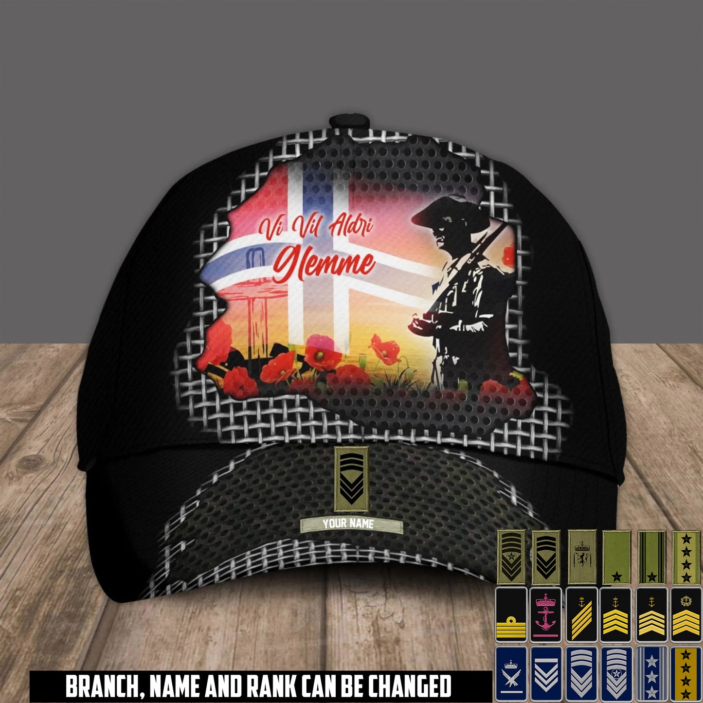 Personalized Rank And Name Norway Soldier/Veterans Baseball Cap - 17680896