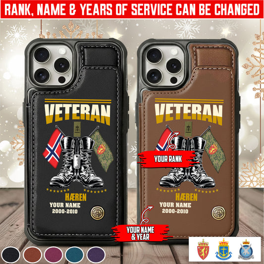 Personalized Norway Soldier/Veteran Camo with Name, Rank and Year Leather Flip Phone Case - 17648928