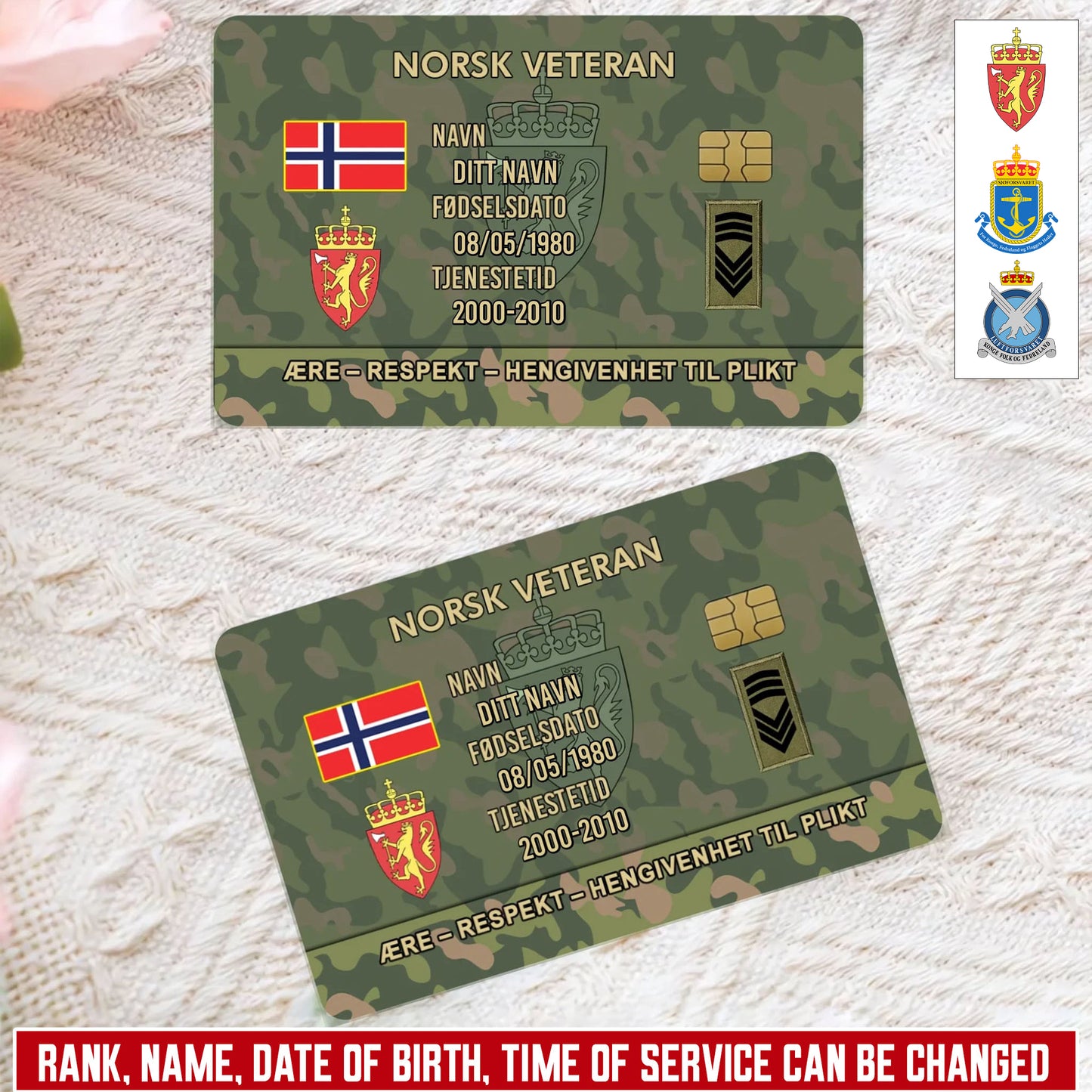 Personalized Norway Soldier/ Veteran With Rank, Name And Year Aluminum Wallet Card - 17637696