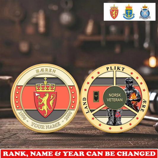 Personalized Norway Veteran/ Soldier With Rank,  Name And Year Challenge Coin - 17755200