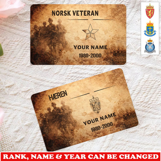 Personalized Norway Soldier/ Veteran With Rank, Name And Year Aluminum Wallet Card - 17735328