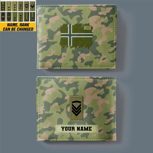 Personalized Norway Soldier/ Veteran Camo With Name And Rank Wallet 3D Printed - 2501240001