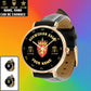 Personalized Norway Soldier/ Veteran With Name And Rank Black Stitched Leather Watch - 0803240001 - Gold Version