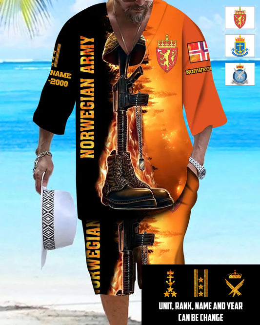 Personalized Norway Soldier/ Veteran With Name, Year And Rank Combo Top + Bottoms - 17284320