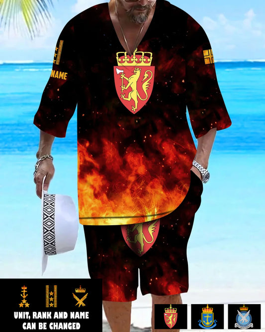 Personalized Norway Soldier/ Veteran With Name And Rank Combo Top + Bottoms - 1725926401